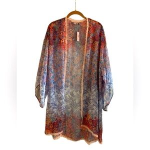 Victoria Secret Sheer Kimono with Lace Edging NWT